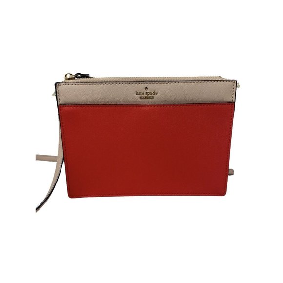 kate spade Handbags - Kate Spade Crossbody Handbag Concert Festival Purse Small Beige Red Long Strap
